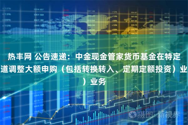 热丰网 公告速递：中金现金管家货币基金在特定渠道调整大额申购（包括转换转入、定期定额投资）业务